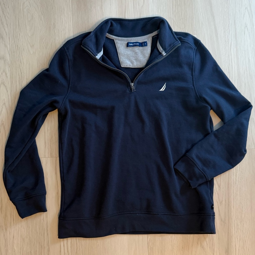 Nautica Men's Zip Up Sweater in Dark Blue